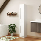 HOMCOM - Armoire de rangement de salle de bain haute avec trois étagères réglables - blanc-Conception anti-basculement assurant stabilité et sécurité 