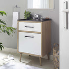 Modway - Maverick 24" Vanette de salle de bain - Chêne noir-Bassin d’évier en céramique