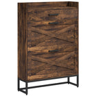 HOMCOM - Meuble à chaussures étroit avec 2 abattants et tiroir supérieur - brun rustique-Design compact, idéal pour les petites entrées, couloirs ou tout espace étroit 