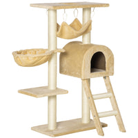 PawHut - Arbre à chat pour chaton d’intérieur, centre d’activités, lit de repos, jouet 39 po-Fabriqué en panneaux de particules de haute qualité pour une construction solide-Recouvert de peluche chaude, douce et écologique pour un confort supplémentaire 