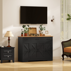HOMCOM - Buffet de style ferme 47 po avec charnières à fermeture douce et étagères à épices - grain de bois noir-Charnières à fermeture douce sur toutes les portes pour une fermeture silencieuse et sécurisée 