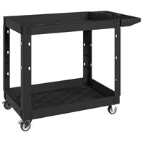 HOMCOM - Chariot à outils à 2 niveaux avec roulettes - noir-Les étagères à deux niveaux et les plateaux séparateurs maximisent la capacité de stockage