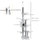 PawHut - arbre à chat du sol au plafond 89 po-100 po avec kit anti-basculement - gris-Les jouets suspendus stimulent les chats, les gardant divertis et actifs 