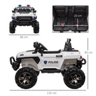 Aosom - voiture électrique pour enfants 2 places 12v rc camion de police - blanc-Avance ou recule grâce au levier de vitesse, accélération par pédale 