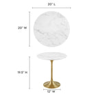 Modway - Lippa Rond de 20 po Faux marbre Table d’appoint - Or Blanc-Table en marbre artificiel