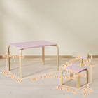 Qaba - Ensemble table et 2 chaises pour enfants, table et chaises pour tout-petits, mobilier multi-activités pour jouer - rose-Design léger en bois, facile à déplacer  
