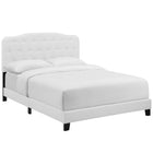 Modway - Amelia Tissu rembourré Lit Queen, Blanc-Tête de lit capitonnée à boutons rembourrés