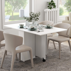 HOMCOM - Table à manger pliante à abattant 55 po avec étagères de rangement pour 4-6 personnes - blanc-Les deux plateaux latéraux se soulèvent et restent en place, pouvant accueillir jusqu’à six personnes