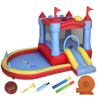 Qaba - Château gonflable pour enfants avec toboggan, piscine/bassin à balles, panier de basketball-Combine trampoline, toboggan, pataugeoire et basket-ball pour un plaisir actif sans fin  