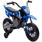 Qaba - Moto tout-terrain pour enfants 12V avec accélérateur à poignée tournante, roues d'entraînement, musique, pour tout-petits 3-6 ans - bleu-Le contrôle manuel de l'accélérateur ajuste la vitesse entre 1,5 et 3,1 mph (2,4-5 km/h) 