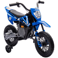 Qaba - Moto tout-terrain pour enfants 12V avec accélérateur à poignée tournante, roues d'entraînement, musique, pour tout-petits 3-6 ans - bleu-Le contrôle manuel de l'accélérateur ajuste la vitesse entre 1,5 et 3,1 mph (2,4-5 km/h) 