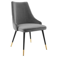 Modway - Adorn Touffe Performance Velvet Fauteuil d’appoint de salle à manger - Gris-Chaise à manger vintage moderne d’accent