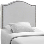 Modway - Curl Nailhead Tapis Tête de lit jumelée, Gris ciel-Rembourrage en lin fin