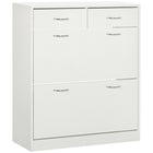 HOMCOM - Armoire à chaussures d’entrée avec 2 tiroirs basculants pour 12 paires - blanc-Design compact, idéal pour les petites entrées, couloirs ou tout espace étroit