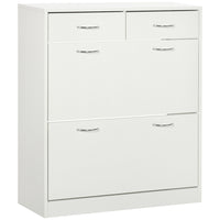 HOMCOM - Armoire à chaussures d’entrée avec 2 tiroirs basculants pour 12 paires - blanc-Design compact, idéal pour les petites entrées, couloirs ou tout espace étroit