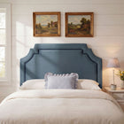Modway - Magnolia Taille Velvet Performance Résistant aux Taches Tête de lit King Size - Bleu Cadet-Silhouette festonnée
