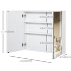 Kleankin - Armoire avec miroir, portes et étagère - blanc-Grand espace de rangement avec 3 étagères pour votre maquillage, vos articles de toilette, vos médicaments, vos fournitures de premiers secours, etc.   