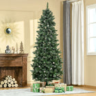 HOMCOM - Arbre de Noël floqué de 7 - 5 pieds avec pommes de pin - vert-Décoré uniformément avec des pommes de pin 