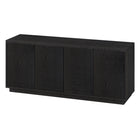 Hudson&Canal - Meuble TV Hanson pour téléviseurs jusqu'à 65 pouces - Grain noir-Le dessus a une capacité de poids de 75 lb, les étagères inférieures peuvent supporter 25 lb chacune