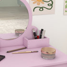 Qaba - Table de maquillage pour enfants avec miroir et tabouret, motif chat - rose-Miroirs clairs et visibles en acrylique  
