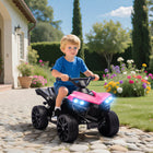 Qaba - VTT pour enfants à 4 roues 6V avec musique et phares à DEL - rose-Fabriqué en métal robuste et PP pour une expérience sûre et stable 