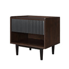 Manhattan Comfort - Lot de 2 tables de chevet Duane 20,23" style mid-century moderne - marron foncé et noir-Parfait pour le rangement de chevet, les lampes ou les objets de décoration