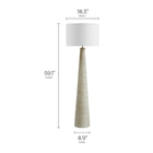 Modway - Saylor Nervures sculptées Bois Lampe sur pied avec abat-jour, Gris blanc-Base en bois côtelé sculpté