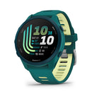Garmin - Forerunner 170 Music - Vert sarcelle avec bracelet vert sarcelle/citron-Cette montre intelligente de course avec GPS facile à utiliser possède toutes les fonctions essentielles dont vous avez besoin pour passer au niveau supérieur, y compris le GPS, l’allure, la distance et la fréquence cardiaque au poignet