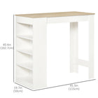 HOMCOM - Table de bar avec 4 étagères de rangement - bois naturel-Fabriqué en panneau de particules pour un nettoyage facile 