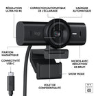 Logitech - MX Brio webcam 4K Ultra HD - 1080p à 60 IPS - Noir-Zéro regard indiscret: pour protéger votre confidentialité entre les réunions, il vous suffit de faire pivoter le cache de la webcam intégré pour bloquer complètement l'image de la caméra.