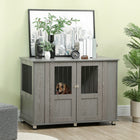 PawHut - Meuble caisse pour chien - table d’appoint niche pour très grands chiens - gris-Le style s'adapte à la décoration existante 