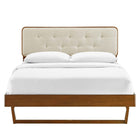 Modway - Bridgette Bois Plate-lit complet avec cadre angulaire, Noyer beige-Rubberwood Legs