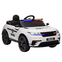 Qaba - Voiture de police électrique 12V pour enfants avec télécommande - blanc-Double moteurs, la télécommande permet trois vitesses réglables pour une conduite en toute sécurité 