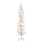 HOMCOM - Sapin de Noël artificiel illuminé forme crayon 1 - 8 m 395 branches-6 pi de haut, luxuriant avec un crayon et des pointes pleines avec des feuilles réalistes qui procurent un aspect sain et naturel 