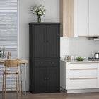 HOMCOM - Armoire de cuisine haute avec tiroir - noir-Trois étagères réglables avec un espace de 1,25 po pour un rangement flexible 