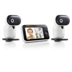 Motorola - Moniteur bébé vidéo PIP1510 Connect Wi-Fi motorisé - Blanc - Ensemble de 2 caméra-Panoramique, inclinaison et zoom à distance - Déplacez la caméra à partir du moniteur parent pour voir ce que fait votre bébé