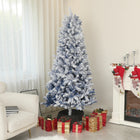 HOMCOM - Arbre de Noël artificiel de 7 pi avec branches floquées de neige-La conception à charnière permet aux branches de s'ouvrir automatiquement et, grâce à la conception en sections, de s'installer facilement  