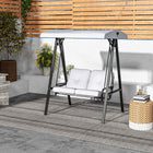 Outsunny - chaise balançoire d’extérieur couverte 2 places avec coussin amovible et auvent inclinable, gris-Structure en acier avec revêtement en poudre résistant à la corrosion pour une stabilité accrue
