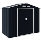 Outsunny - Abri de jardin 7' x 4' avec kit de fondation et doubles portes gris foncé-Espace de rangement spacieux pour les outils de jardin, l'équipement d'entretien des pelouses, les fournitures et plus encore
