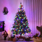 HOMCOM - Arbre de Noël artificiel pré-éclairé 7 pi avec lumière LED bicoloure-Les branches formées de manière intégrée imitent l'aspect d'un véritable arbre 