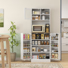 HOMCOM - Armoire de cuisine autoportante 66,5 po avec vaisselier - blanc-Huit supports latéraux derrière les portes maximisent l’espace pour les épices 