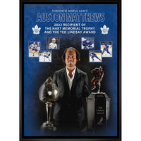 Auston Matthews Toronto Maple Leafs 2022 Trophy Collage sur toile - Toile encadree - 22" x 31"-Impression sur toile de qualité supérieure avec bordures enveloppées