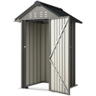 Outsunny - Abri de jardin extérieur 4 pi x 4 pi, avec porte verrouillable, gris clair-Taille compacte s'adapte facilement sur les patios ou les dalles 
