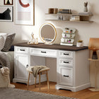 HOMCOM - Bureau exécutif fermier à tiroirs à fermeture douce - 57,9 po L x 21,7 po l x 30 po H - blanc-Design de style ferme avec une finition bicoloure qui valorise la décoration de tout bureau à domicile