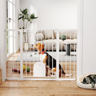 PawHut - Barrière pour animaux extra large 30"-52" avec petite porte - 35"L - Noir-Livrée avec un bloc de verrouillage inférieur, ce qui améliore la stabilité