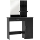 HOMCOM - Coiffeuse avec miroir et étagères - 35,4 po L x 15 po l x 54,3 po H - noir-Un miroir clair rend votre maquillage plus pratique 