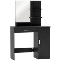 HOMCOM - Coiffeuse avec miroir et étagères - 35,4 po L x 15 po l x 54,3 po H - noir-Un miroir clair rend votre maquillage plus pratique 