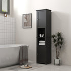 HOMCOM - Armoire de rangement haute pour salle de bain avec étagères réglables - noir-Tablettes d’armoire réglables pour un ajustement facile   