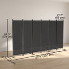 HOMCOM - Séparateur de pièce autoportant 6 panneaux pour bureau à domicile - gris charbon-Cadre en métal avec revêtement en poudre pour plus de solidité 
