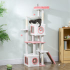 PawHut - Arbre à chat 65 po, tour à plusieurs niveaux avec condos, perchoir - blanc-Plusieurs poteaux enveloppés de sisal répondent à l’instinct de griffade, protégeant vos précieux meubles 